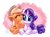 Size: 1300x950 | Tagged: safe, artist:whitediamonds, applejack, rarity, earth pony, pony, unicorn, rarijack daily, g4, applejack's hat, cowboy hat, cute, duo, duo female, eyes closed, female, freckles, hat, horn, jackabetes, lesbian, lying down, mare, nuzzling, prone, raribetes, ship:rarijack, shipping, signature, smiling, tail