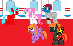 Size: 3764x2381 | Tagged: safe, artist:brightstar40k, oc, oc:flora, oc:lilith, oc:nightbane, oc:sweetie peach, oc:wild buster, alicorn, earth pony, flutter pony, pegasus, pony, unicorn, alicorn oc, earth pony oc, flutter pony oc, high res, horn, pegasus oc, princess, unicorn oc, wings