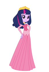 Size: 2360x3480 | Tagged: safe, artist:brightstar40k, twilight sparkle, human, equestria girls, g4, clothes, disney princess, dress, gown, high res, princess aurora, princess costume, simple background, sleeping beauty, solo, white background