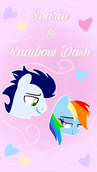 Size: 1080x1920 | Tagged: safe, artist:mlplary6, rainbow dash, soarin', pony, g4, boyfriend and girlfriend, female, heart, looking at each other, looking at someone, love, male, mare, ship:soarindash, shipping, smiling, smiling at each other, stallion, straight, text