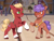 Size: 2800x2117 | Tagged: safe, artist:permafox, sprout cloverleaf, oc, oc:caprisun, earth pony, pony, g5, coat markings, colored sketch, duo, excited, high res, looking at each other, looking at someone, male, rearing, sketch, smiling, socks (coat markings), stallion