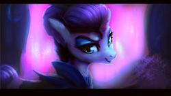 Size: 3840x2160 | Tagged: safe, artist:hierozaki, rarity, pony, unicorn, g4, alternate hairstyle, alternate timeline, evil grin, female, grin, high res, mare, night maid rarity, nightmare takeover timeline, remastered, smiling, solo