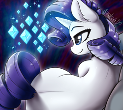 Size: 1073x960 | Tagged: safe, artist:llametsul, rarity, pony, unicorn, g4, back, butt, colored, dock, female, horn, mare, plot, rearity, sexy, shiny, signature, solo, sparkles, tail