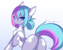 Size: 3600x2880 | Tagged: safe, artist:monstrum, oc, oc only, oc:nancy, earth pony, pony, butt, chest fluff, cute, dock, featureless crotch, high res, looking at you, plot, simple background, solo, tail