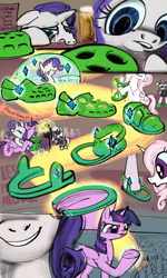 Size: 3000x4987 | Tagged: safe, artist:ja0822ck, fleur-de-lis, inky rose, photo finish, rarity, twilight sparkle, pegasus, pony, unicorn, g4, crocs, devious, fashion, pure unfiltered evil, sad, smiling, twilight crockle