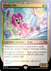 Size: 795x1110 | Tagged: safe, artist:rudy siswanto, pinkie pie, earth pony, pony, g4, official, confetti, female, magic the gathering, mare, merchandise, party cannon, ponies the galloping
