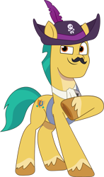 Size: 887x1511 | Tagged: safe, alternate version, artist:prixy05, hitch trailblazer, earth pony, pony, g5, my little pony: tell your tale, captain hitch, clothes, costume, male, nightmare night costume, pirate costume, simple background, solo, stallion, transparent background, vector