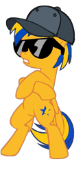 Size: 813x1681 | Tagged: safe, artist:mlpfan3991, oc, oc only, oc:flare spark, pegasus, pony, g4, baseball cap, bipedal, cap, crossed hooves, female, hat, simple background, solo, sunglasses, swag, tomboy, transparent background