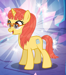 Size: 536x608 | Tagged: safe, gameloft, earth pony, pony, g4, my little pony: magic princess, clothes, female, glasses, horn, mare, solo, unnamed character, unnamed pony