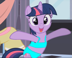 Size: 619x502 | Tagged: safe, edit, edited screencap, editor:incredibubbleirishguy, screencap, twilight sparkle, pony, unicorn, g4, sweet and elite, bikini, blue bikini, clothes, cropped, solo, swimsuit, swimsuit edit, unicorn twilight