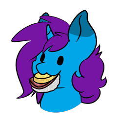 Size: 1227x1213 | Tagged: safe, artist:noxi1_48, oc, oc only, oc:creatio, pony, unicorn, daily dose of friends, bust, eating, nom, simple background, solo, transparent background
