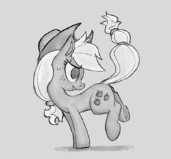 Size: 700x650 | Tagged: safe, artist:terra0940, derpibooru exclusive, applejack, earth pony, pony, g4, black and white, freckles, grayscale, monochrome, simple background, solo
