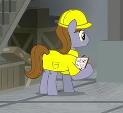 Size: 458x421 | Tagged: safe, screencap, earth pony, pony, g4, the last laugh, background pony, clothes, hard hat, hat, male, rock knock, stallion
