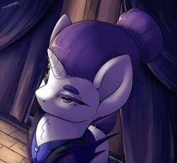 Size: 2500x2300 | Tagged: safe, artist:skitsroom, rarity, pony, unicorn, g4, alternate hairstyle, alternate timeline, eyebrows, female, high res, horn, lidded eyes, mare, night maid rarity, nightmare takeover timeline, solo