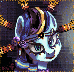 Size: 3900x3780 | Tagged: safe, artist:boxwari, coloratura, earth pony, pony, g4, bust, female, high res, looking at you, mare, pixel art, rara, solo