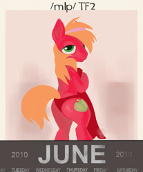 Size: 2143x2583 | Tagged: safe, big macintosh, earth pony, pony, g4, /mlp/ tf2 general, bipedal, calendar, high res, male, pose, stallion, team fortress 2, text