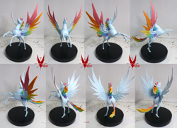 Size: 2728x1969 | Tagged: safe, artist:viistar, rainbow dash, pegasus, pony, g4, butt, colored wings, craft, female, irl, mare, multicolored wings, photo, plot, rainbow wings, realistic horse legs, rearing, sculpture, solo, spread wings, style emulation, the last unicorn, thin legs, turnaround, wings