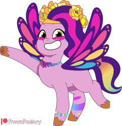 Size: 3370x3485 | Tagged: safe, artist:frownfactory, pipp petals, pegasus, pony, bridlewoodstock (tell your tale), g5, my little pony: tell your tale, spoiler:g5, spoiler:my little pony: tell your tale, spoiler:tyts01e55, female, floral head wreath, flower, grin, high res, jewelry, makeup, mare, simple background, smiling, solo, tiara, transparent background, vector