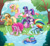 Size: 1500x1391 | Tagged: safe, artist:thegamercolt, applejack, fluttershy, pinkie pie, rainbow dash, rarity, spike, twilight sparkle, alicorn, dragon, earth pony, pegasus, pony, unicorn, g4, 2015, apple, applejack's hat, barbeque, book, clothes, colored eyebrows, cookie, cottagecore, cowboy hat, crepuscular rays, dress, eyebrows, eyes closed, female, floaty, floppy ears, flower, flying, folded wings, food, freckles, grass, grill, hat, horn, inflatable, inner tube, lying down, male, mane seven, mane six, mare, misspelling, old art, one eye closed, open mouth, open smile, outdoors, picnic, picnic blanket, pond, pool toy, prone, raised hoof, reading, septet, shoes, signature, smiling, splashing, spread wings, summer, summer dress, sun hat, sunglasses, tree, twilight sparkle (alicorn), underhoof, water, wings