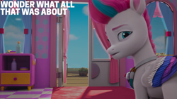 Size: 2000x1125 | Tagged: safe, edit, edited screencap, editor:quoterific, screencap, zipp storm, pegasus, pony, g5, hoof done it?, my little pony: make your mark, my little pony: make your mark chapter 2, spoiler:g5, spoiler:my little pony: make your mark, detective zipp, dialogue, female, mane melody (location), mare, maretime bay, solo