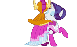 Size: 800x490 | Tagged: safe, artist:cloudy glow, artist:memnoch, edit, rarity, smolder, dragon, pony, unicorn, g4, alternate universe, assistant, assistant smolder, bisexuality, butt, nuzzling, polyamory, simple background, sitting on person, sitting on pony, transparent background