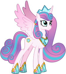 Size: 5804x6479 | Tagged: safe, artist:emeraldblast63, princess flurry heart, alicorn, pony, g4, absurd resolution, crown, curly mane, curly tail, female, hoof shoes, jewelry, long legs, long mane, mare, older, older flurry heart, peytral, princess shoes, regalia, simple background, slender, solo, tail, tall, thin, transparent background, vector