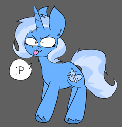 Size: 913x953 | Tagged: safe, artist:iron234, trixie, pony, unicorn, g4, :3, :p, >:3, gray background, simple background, solo, speech bubble, text, tongue out