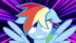 Size: 480x270 | Tagged: safe, artist:ponywarlord777, rainbow dash, pegasus, pony, g4, animated, flying, gif, motion lines