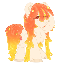 Size: 2500x2500 | Tagged: safe, alternate version, artist:medkit, oc, oc only, oc:fleecesun, original species, pegasus, pony, chest fluff, chest freckles, chibi, colored ear fluff, colored eyebrows, colored eyelashes, colored hooves, colored lineart, colored pupils, ear fluff, ear freckles, ears up, eye clipping through hair, eyebrows, eyebrows visible through hair, feathered wings, female, folded wings, food, freckles, goo mane, gradient mane, gritted teeth, heart shaped, high res, hoof fluff, hoof freckles, hoof to head, horseshoes, jelly, jelly mane, leg freckles, lidded eyes, lightly watermarked, long mane, long tail, looking at you, mare, pegasus oc, raised eyebrows, raised hoof, shoulder fluff, signature, simple background, smiling, smiling at you, solo, standing, tail, teeth, two toned coat, two toned mane, two toned tail, wall of tags, watermark, white background, wings