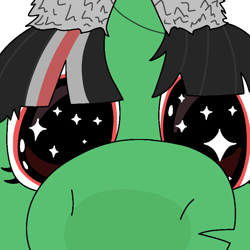 Size: 768x768 | Tagged: safe, artist:hach, oc, oc only, oc:terek flow, pony, unicorn, boop, chechen republic of ichkeria, chechnya, close-up, cute, daaaaaaaaaaaw, extreme close-up, female, fourth wall, hat, mare, nation ponies, noseboop, nostrils, nuzzling, papakha, ponified, simple background, snoot, solo, sparkly eyes, white background, wingding eyes
