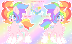 Size: 1280x791 | Tagged: safe, artist:ladylullabystar, oc, pony, unicorn, female, mare, reference sheet, solo