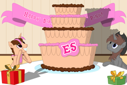 Size: 6000x4000 | Tagged: safe, artist:steampunk-brony, oc, oc:steamy, oc:think pink, pony, absurd resolution, cake, food