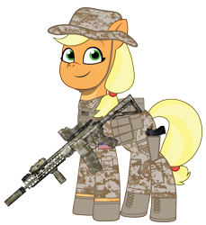 Size: 1646x1800 | Tagged: safe, artist:edy_january, artist:prixy05, edit, vector edit, applejack, earth pony, pony, g4, g5, my little pony: tell your tale, ar-15, assault rifle, boots, call of duty, call of duty: modern warfare 2, clothes, desert eagle, equipment, g4 to g5, generation leap, gloves, gun, handgun, hk416, infantry, m27 iar, marine, marines, military, military pony, military uniform, pistol, rifle, shoes, simple background, soldier, soldier pony, solo, special forces, tactical, tactical gears, task forces 141, transparent background, uniform, uniform hat, united states, usmc, vector, weapon