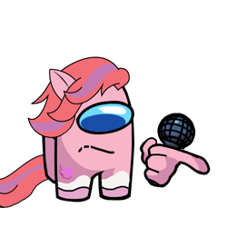 Size: 1280x1280 | Tagged: safe, artist:josephthedumbimpostor, windy, g5, among us, friday night funkin', microphone, simple background, solo, white background