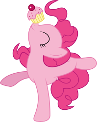 Size: 6000x7560 | Tagged: safe, artist:twilirity, pinkie pie, earth pony, pony, fighting is magic, g4, .svg available, ^^, absurd resolution, balancing, cupcake, cute, diapinkes, eyes closed, food, ponies balancing stuff on their nose, simple background, smiling, solo, standing, standing on one leg, transparent background, vector