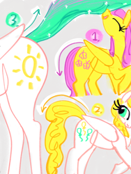 Size: 3000x4000 | Tagged: safe, artist:ja0822ck, fluttershy, princess celestia, surprise, alicorn, pegasus, pony, g1, g4, tail