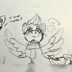 Size: 3064x3064 | Tagged: safe, artist:shakoba, zipp storm, pegasus, pony, g5, adorazipp, blushing, clothes, cute, doodle, drawing, female, high res, mare, scarf, sketch, solo, spread wings, traditional art, u wot m8, vape, wings