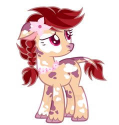 Size: 1280x1347 | Tagged: safe, artist:vi45, oc, cow, cow pony, earth pony, pony, g4, braid, female, flower, flower in hair, mare, simple background, solo, standing, white background