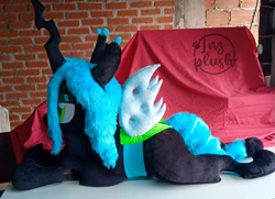Size: 1243x899 | Tagged: safe, artist:lnzz, queen chrysalis, oc, changeling, changeling queen, g4, customized toy, female, irl, photo, plushie, pony plushie, solo, toy
