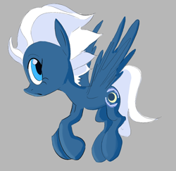 Size: 618x600 | Tagged: artist needed, source needed, safe, artist:norre, night glider, pegasus, pony, g4, female, flying, gray background, looking at you, mare, side view, simple background, solo, spread wings, wings