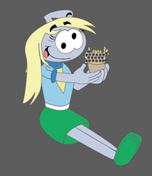 Size: 392x454 | Tagged: safe, artist:polorenzielephant, derpy hooves, g4, cross-eyed, cute, food, gray background, muffin, simple background, snork, snorkified, snorks, solo