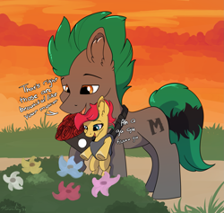 Size: 2109x2000 | Tagged: safe, artist:aurorafang, oc, oc only, oc:chessie, oc:miko, pony, cute, duo, flower, foal, high res, weapons-grade cute