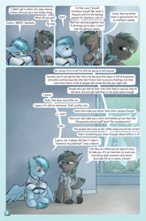 Size: 2079x3142 | Tagged: safe, artist:captainhoers, oc, oc only, oc:concorde, oc:sequoia (captainhoers), deer, pegasus, pony, comic:stardust:the sky belongs to no one, comic, crying, deer oc, dialogue, duo, high res, non-pony oc, nonbinary, offspring, parent:soarin', parent:spitfire, parents:soarinfire, sitting, speech bubble