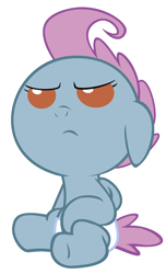 Size: 2064x3400 | Tagged: safe, artist:3d4d, pound cake, shining star, pegasus, pony, g4, angry, baby, baby pony, colt, diaper, foal, high res, male, palette swap, recolor, simple background, unamused, white background