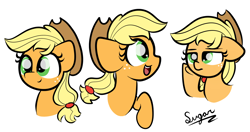 Size: 1262x666 | Tagged: safe, artist:sugarcloud12, applejack, earth pony, pony, g4, cute, jackabetes, simple background, solo, white background