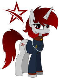 Size: 2100x2700 | Tagged: safe, alternate version, artist:lonebigcity, oc, oc only, oc:sofia svetlyy, pony, unicorn, clothes, female, gradient mane, gradient tail, high res, simple background, solo, tail, transparent background, uniform