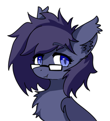 Size: 1137x1252 | Tagged: safe, artist:ponywar1997, oc, oc only, oc:midnight hurricane, bat pony, pony, bust, chest fluff, fangs, glasses, looking at you, simple background, smiling, smiling at you, solo, white background