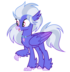 Size: 1614x1652 | Tagged: safe, artist:vi45, oc, oc only, classical hippogriff, hippogriff, g4, adoptable, colored wings, female, gradient wings, hippogriff oc, jewelry, necklace, open mouth, open smile, simple background, smiling, solo, white background, wings