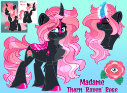 Size: 1600x1171 | Tagged: safe, artist:thehaywaiianhorse, oc, oc only, oc:thorn rose, pony, unicorn, chest fluff, deviantart watermark, female, gradient background, magic, mare, obtrusive watermark, solo, unshorn fetlocks, watermark