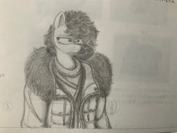 Size: 4032x3024 | Tagged: safe, artist:farofeiro, oc, oc only, anthro, jacket, solo, traditional art, winter jacket